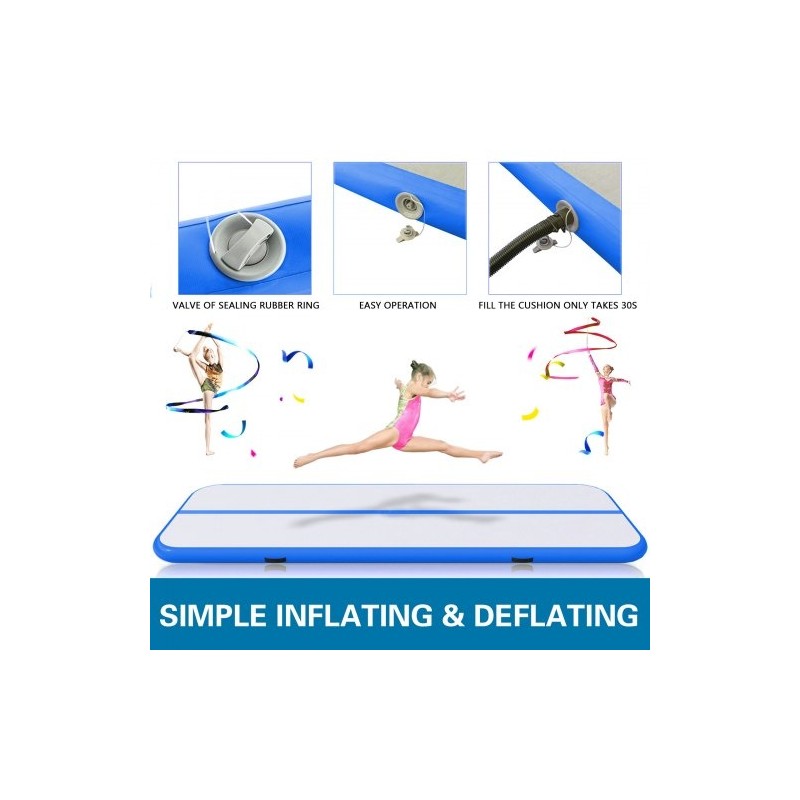 Ilmatäytteinen voimistelumatto PVC-muovia 400 cm pitkä 100 cm leveä 10 cm paksu