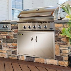 Kaksinkertainen huolto-ovi harjattua ruostumatonta terästä 87,6 cm leveä 48,2 cm korkea ulkokeittiöön