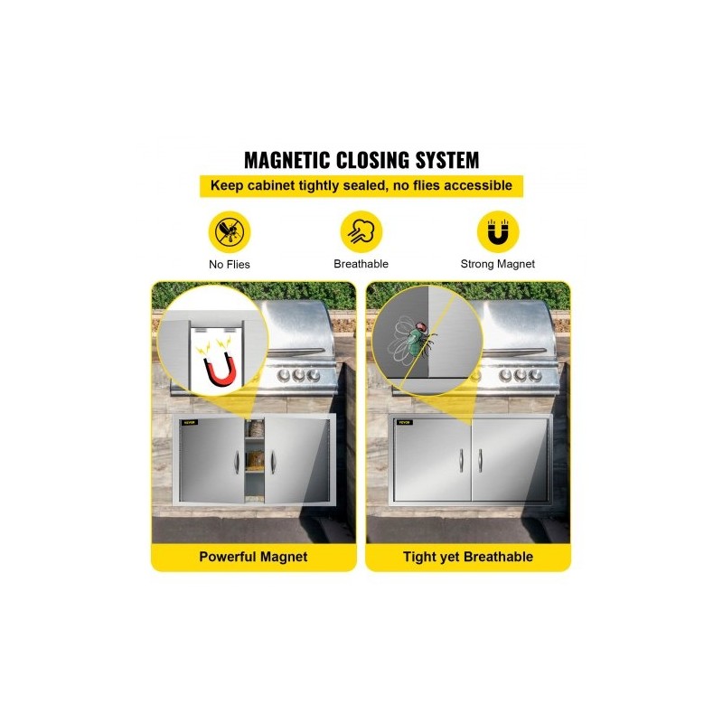 Ulkokeittiön ruostumatonta terästä 99 x 66 cm kaksiosaiset ovet