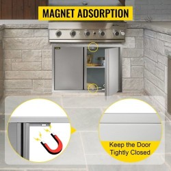 Ulkokeittiön kaksiosaiset ovet ruostumatonta terästä 75,5 x 53 cm