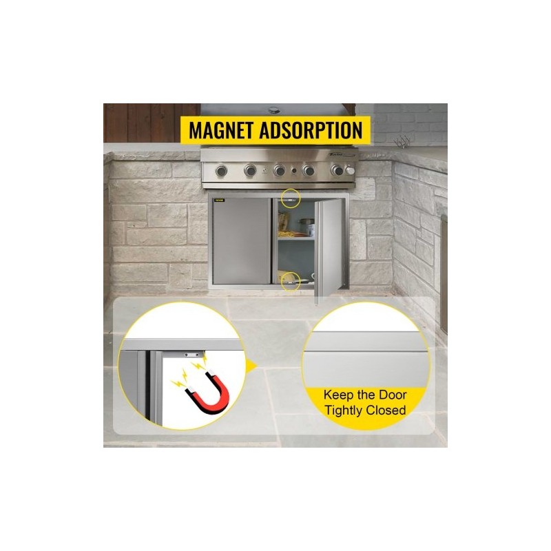 Ulkokeittiön kaksiosaiset ovet ruostumatonta terästä 75,5 x 53 cm