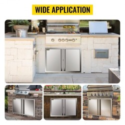 Ulkokeittiön kaksiosaiset ovet ruostumatonta terästä 75,5 x 53 cm