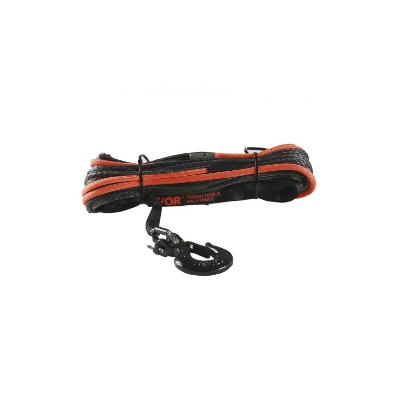 Synteettinen vinssiköysi 4,8 mm 15,2 m PU-päällystetty suojaholkilla taottu teräskoukku ATV UTV