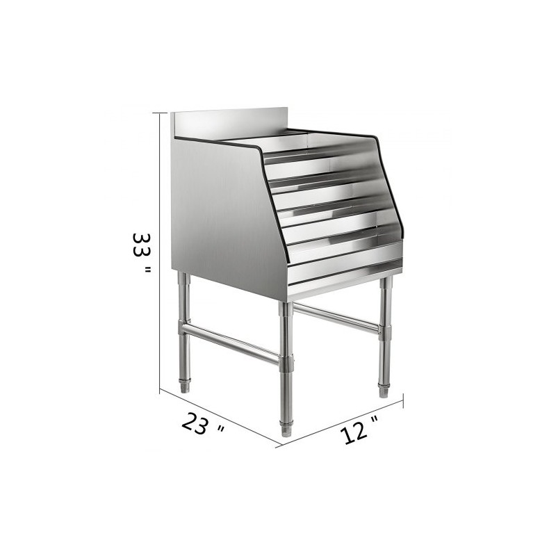 Alkoholipulloteline 304-ruostumaton teräs 5 tasoa 300x580x825 mm säädettävillä jaloilla