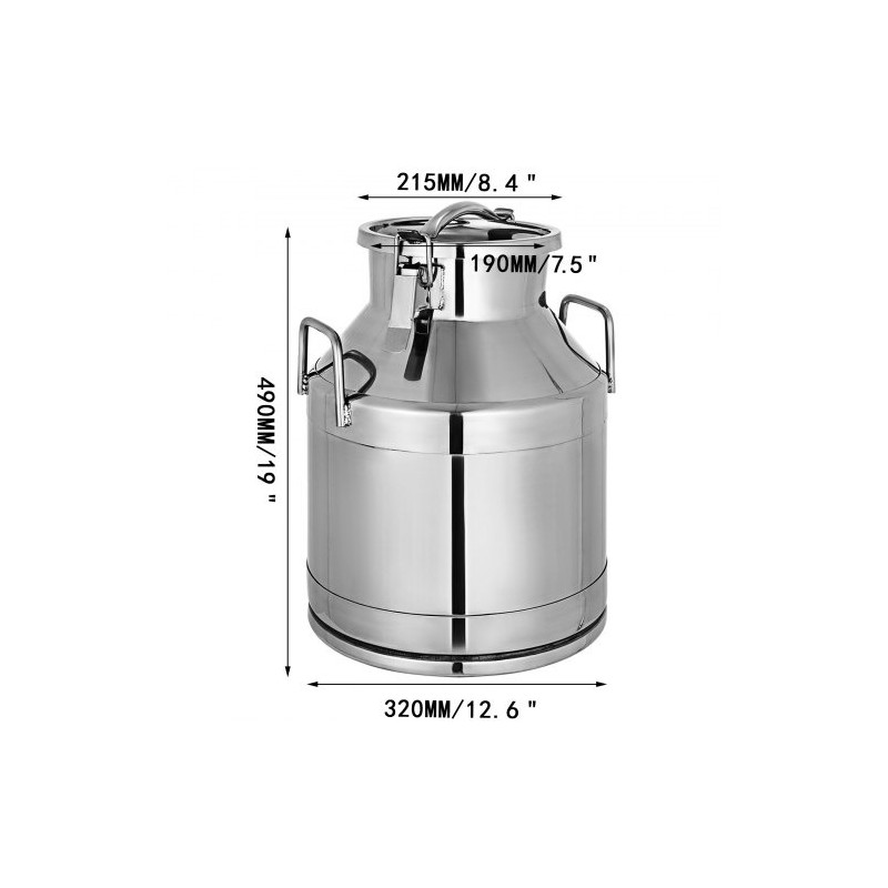 Maitotonkka 304 ruostumatonta terästä 20 l tiivis kansi silikonitiivisteellä kaksoissalpalukot
