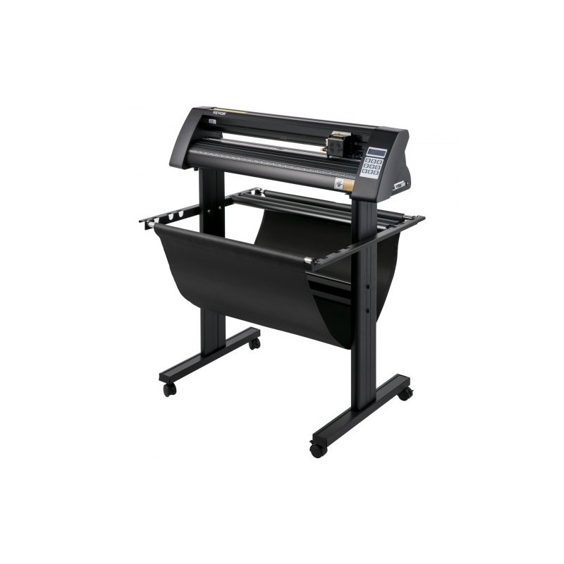 Vinyylileikkuri alumiinikehys 780 mm leikkausleveys 870 mm paperinsyötöllä optisella silmällä LED-näytöllä jalustalla