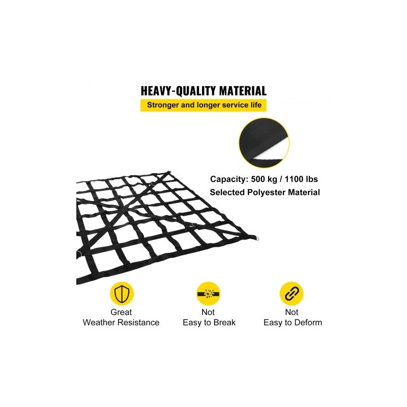 Kuormaverkko polyesteri 168×128 cm 500 kg avolavaan S-koukuilla hammaslukoilla