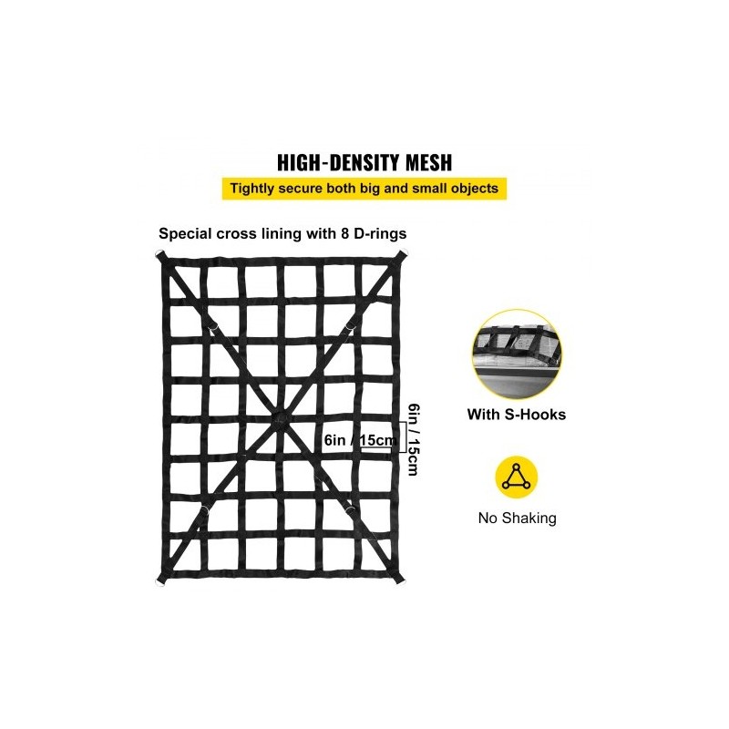 Kuormaverkko polyesteri 168×128 cm 500 kg avolavaan S-koukuilla hammaslukoilla