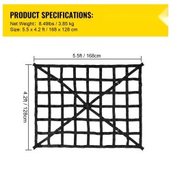Kuormaverkko polyesteri 168×128 cm 500 kg avolavaan S-koukuilla hammaslukoilla