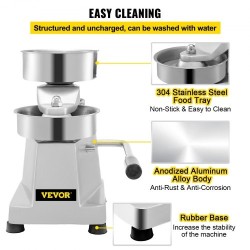 Hampurilaispihvipuristin alumiiniseos ja ruostumaton teräs 150 mm 1000 pihvipaperia