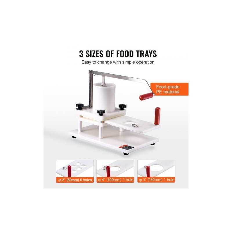 Manuaalinen hampurilaispihvimuotti elintarvikekelpoinen polyeteeni 1,5 kg syöttösäiliö 2 4 ja 5 tuumaa