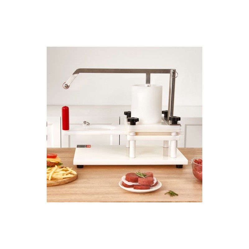 Manuaalinen hampurilaispihvimuotti elintarvikekelpoinen polyeteeni 1,5 kg syöttösäiliö 2 4 ja 5 tuumaa