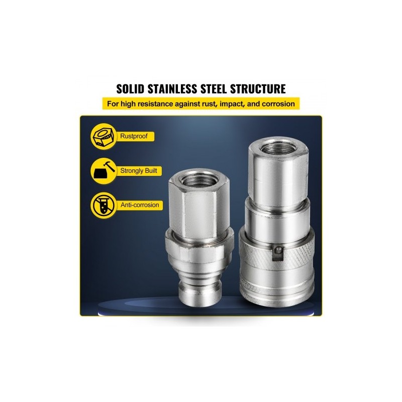 Hydraulinen tasopintainen pikaliitinsarja teräs 1/2 tuuman NPT 280 bar PVC-suojakannet