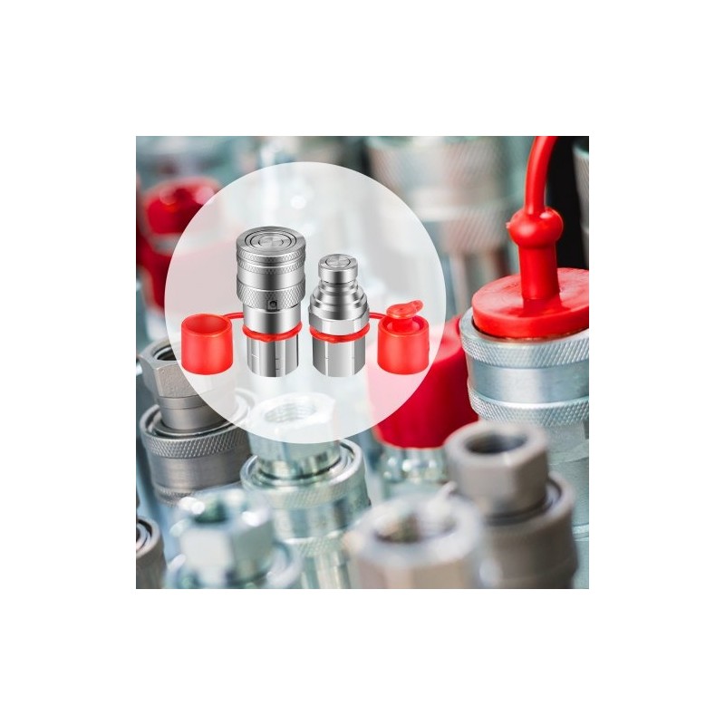 Hydraulinen tasopintainen pikaliitinsarja teräs 1/2 tuuman NPT 280 bar PVC-suojakannet