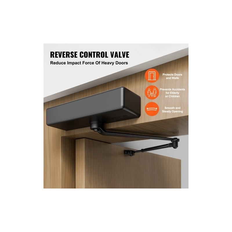 Hydraulinen oven suljin valualumiinirunko 120 kg säädettävä musta