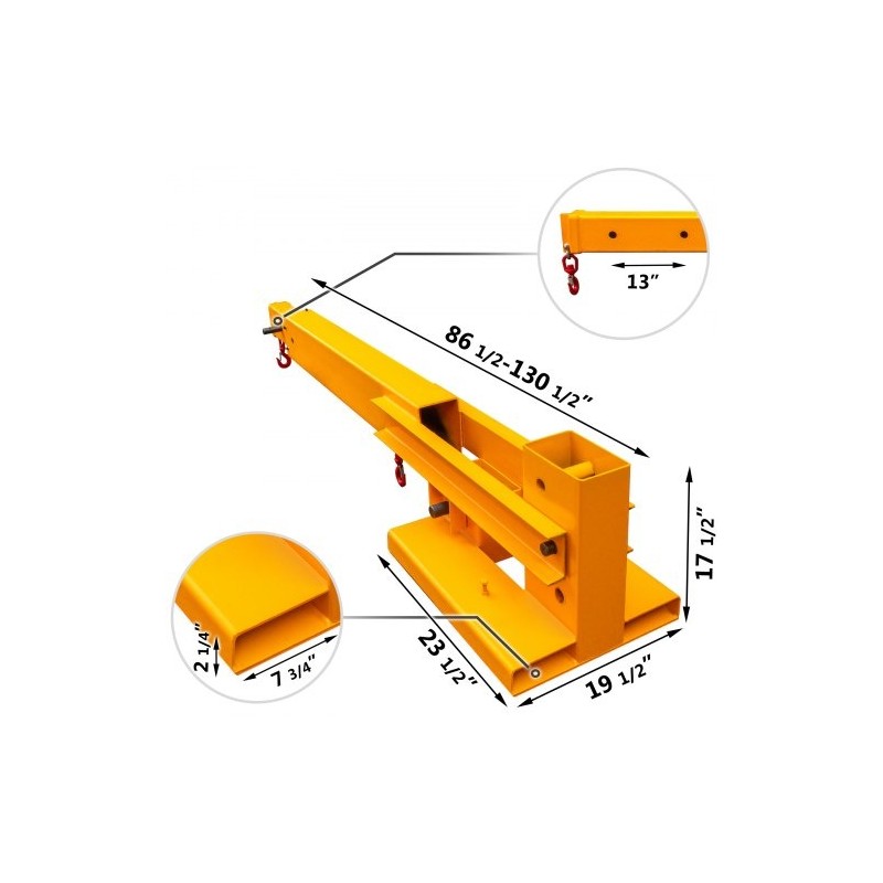 Trukkipuominosturi teräs 6000LBS kantavuus säädettävä puomi kaksi koukkua