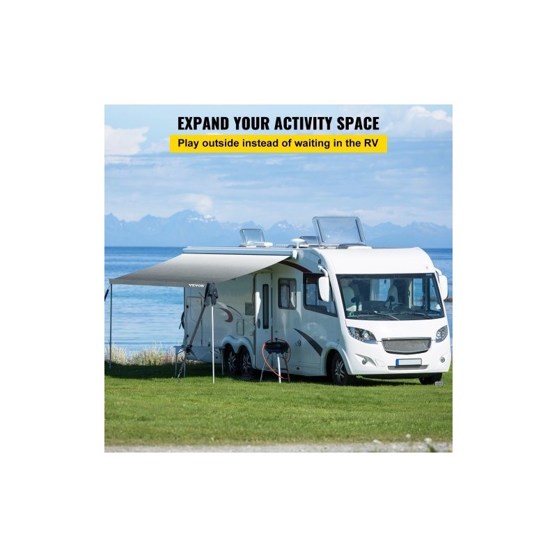 Vaihtomarkiisikangas matkailuautoon 15oz vinyylikangas 433x240 cm harmaa liukuväri