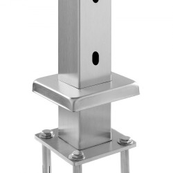 Vaakareikäinen kaapeli-kaidetolppa ruostumaton teräs 107,7 cm 5,1×5,1 cm hopea