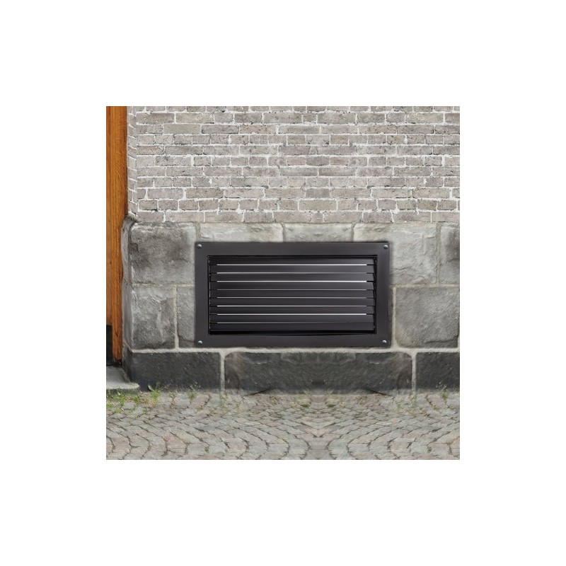 Tulvaluukku sinkitty teräs 406 x 203 mm seinäasennettava musta ryömintätiloihin