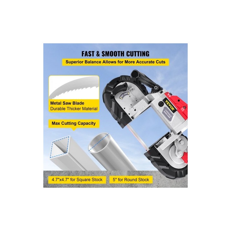 Kannettava vannesaha 1100 W 127 mm leikkuukapasiteetti teräkselle puulle ja putkille