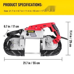 Kannettava vannesaha 1100 W 127 mm leikkuukapasiteetti teräkselle puulle ja putkille