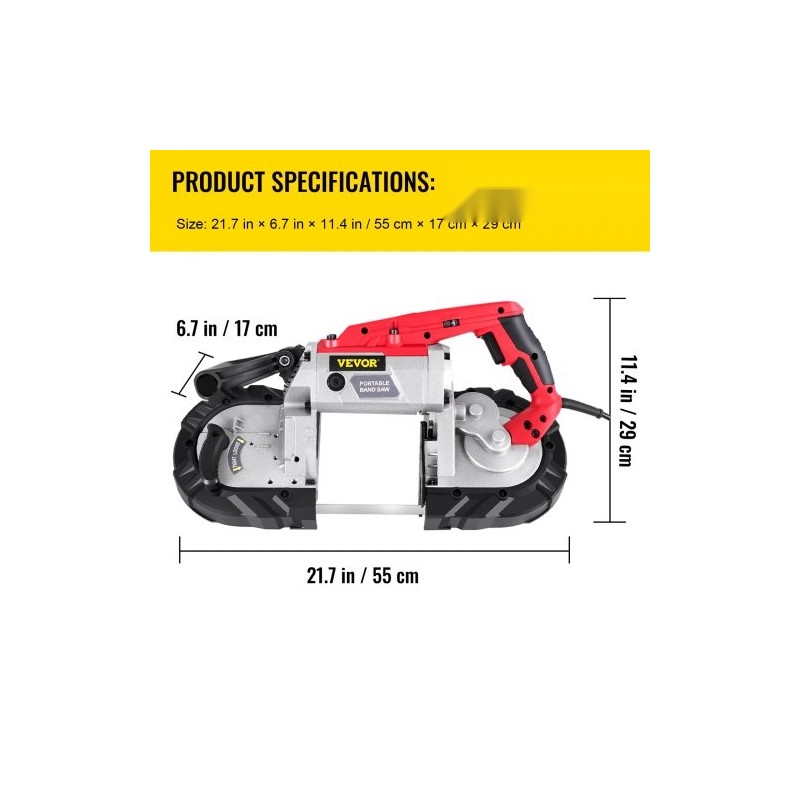 Kannettava vannesaha 1100 W 127 mm leikkuukapasiteetti teräkselle puulle ja putkille