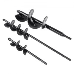 Puutarhan istutusporasarja 3 kpl PCM-teräs musta halkaisijat 38, 48 ja 77,6 mm