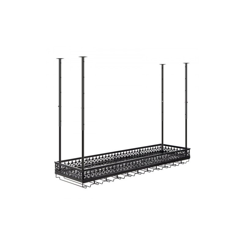 Kattoon asennettava viini- ja lasiteline säädettävä 48–91 senttimetriä kantokyky 15 kilogrammaa