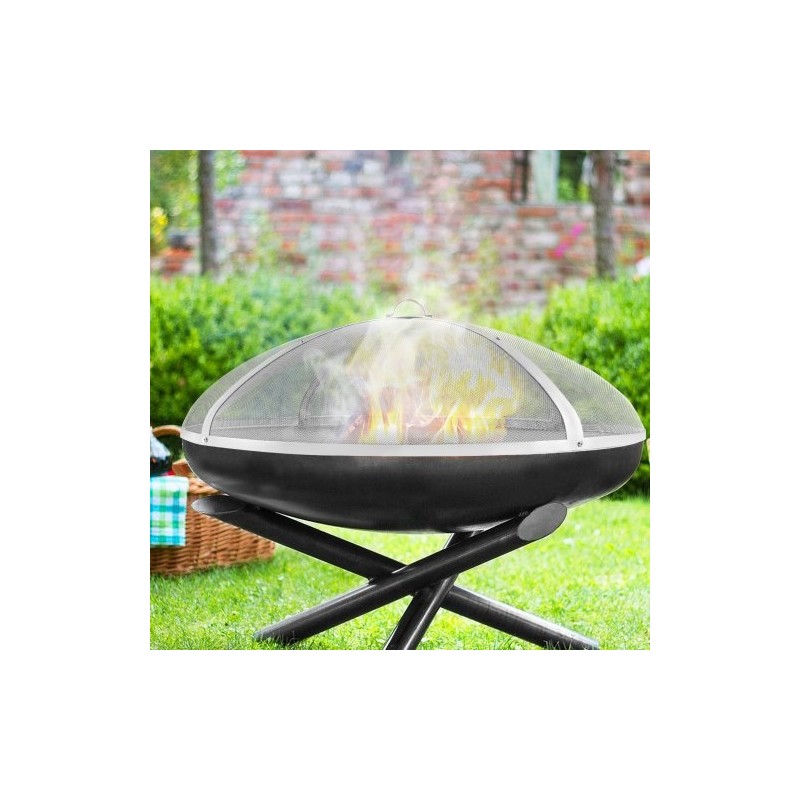 Pyöreä kipinäsuoja ruostumatonta terästä 30 tuuman tulipesiin rengaskahvalla