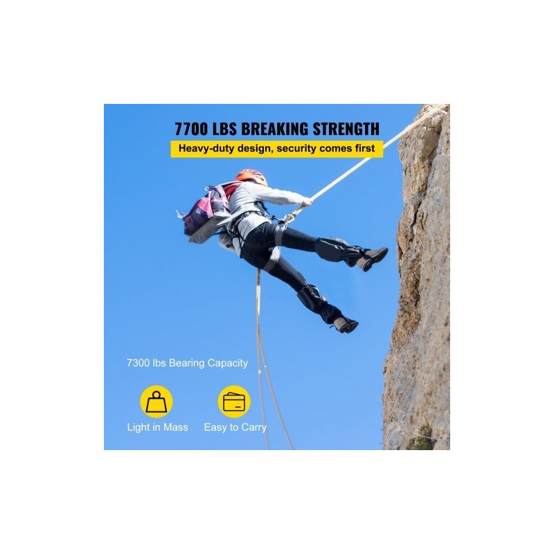 Kaksoisvetopyörä taljasarja taottu alumiini polyesteriköysi 12 mm 30 m 35 kN