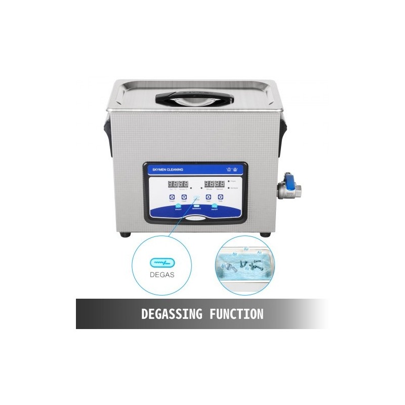 Ultraäänipuhdistin 6,5 l SUS304-ruostumaton teräs digitaalinen ohjauspaneeli kaasunpoisto lämmitys