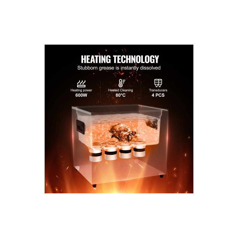 Ultraäänipesuri 10L ruostumattomasta teräksestä 40kHz 240W 600W lämmitys degasointi hellävarainen digitaalinen ajastin