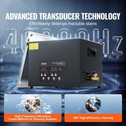 Ultraäänipesuri 15 l ruostumattomasta teräksestä 40 kHz 360 W 600 W lämmitys