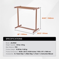 Pyyheteline PVC-putkinen 5 poikkitangolla T-muotoinen vapaasti seisova uima-altaalle
