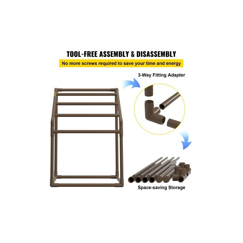 Pyyheteline PVC-rakenteinen viisi tankoa trapetsimuotoinen vapaasti seisova ulkokäyttöön mukana kahdeksan pyyhepidikettä