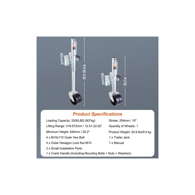 Aisatunkki pultattava hiiliteräsrunkoinen 89,7 cm 907 kg PP-pyörät kampi