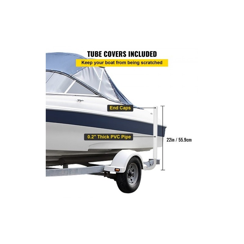 Säädettävä ohjainputkipari 22 tuuman PVC suojilla sinkitystä teräksestä venetrailereille