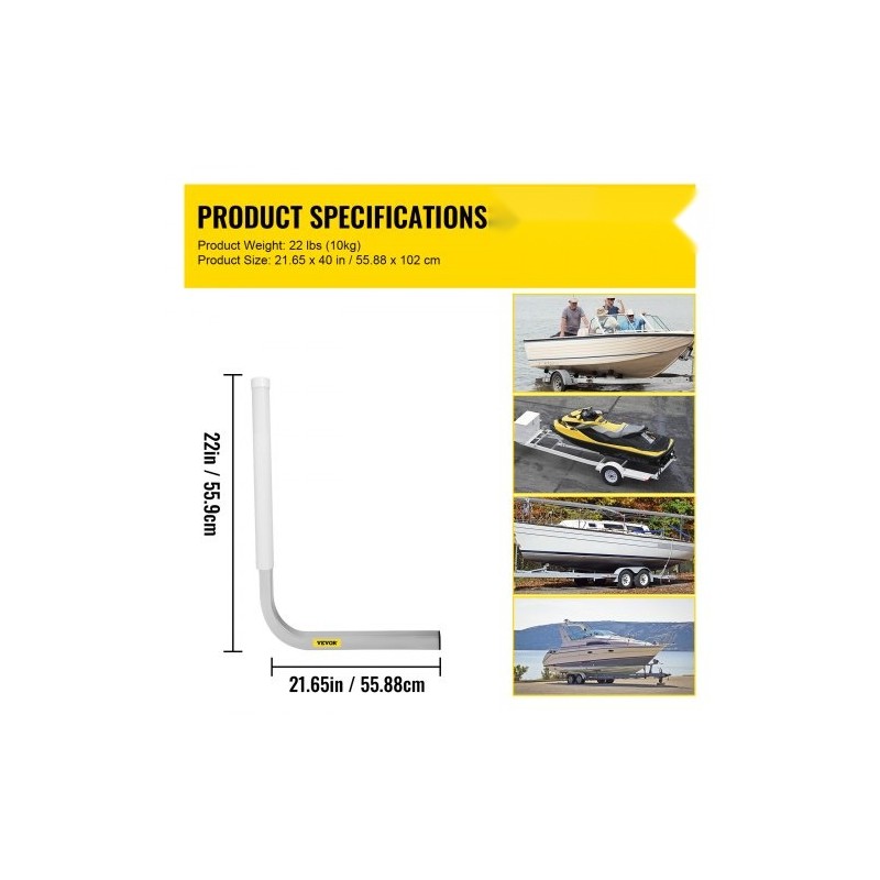 Säädettävä ohjainputkipari 22 tuuman PVC suojilla sinkitystä teräksestä venetrailereille