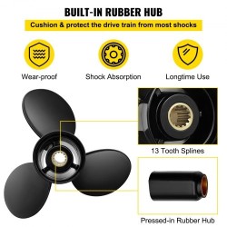 Perämoottorin potkuri alumiiniseos 3 lapaa 13,25 tuumaa 17 tuuman nousu 40-140HP 2-tahti