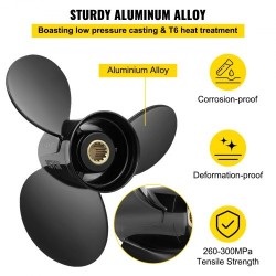 Perämoottorin potkuri alumiiniseos 3 lapaa 13,25 tuumaa 17 tuuman nousu 40-140HP 2-tahti