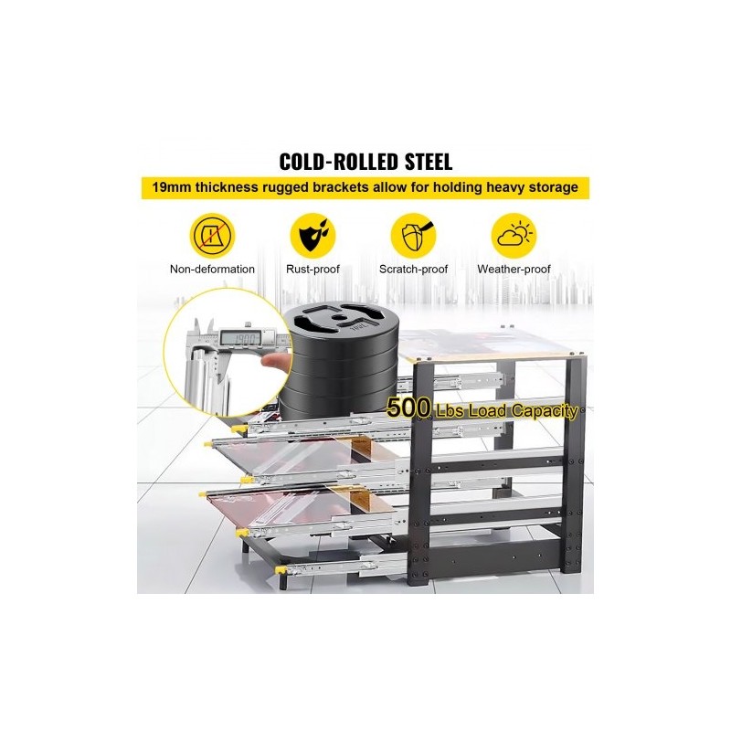 Teräksiset laatikkokiskot 121,9 cm 2 kpl 227 kg kolmiosainen täysulosveto