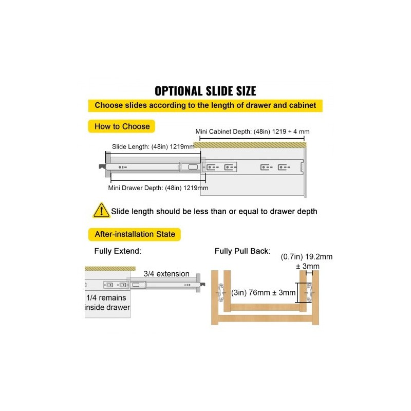 Teräksiset laatikkokiskot 121,9 cm 2 kpl 227 kg kolmiosainen täysulosveto
