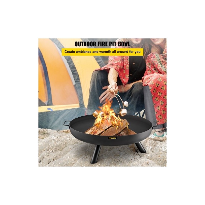 Tulipesäkulho musta maalattu hiiliteräs 77 cm halkaisija 15 cm syvä kantokahvoilla