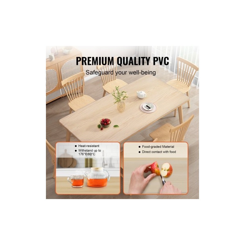 Pöydänsuoja läpinäkyvä PVC 460 x 1232 mm 1,5 mm ruokapöydälle