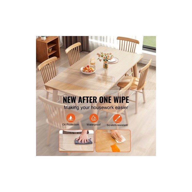 Pöydänsuoja läpinäkyvä PVC 460 x 1232 mm 1,5 mm ruokapöydälle