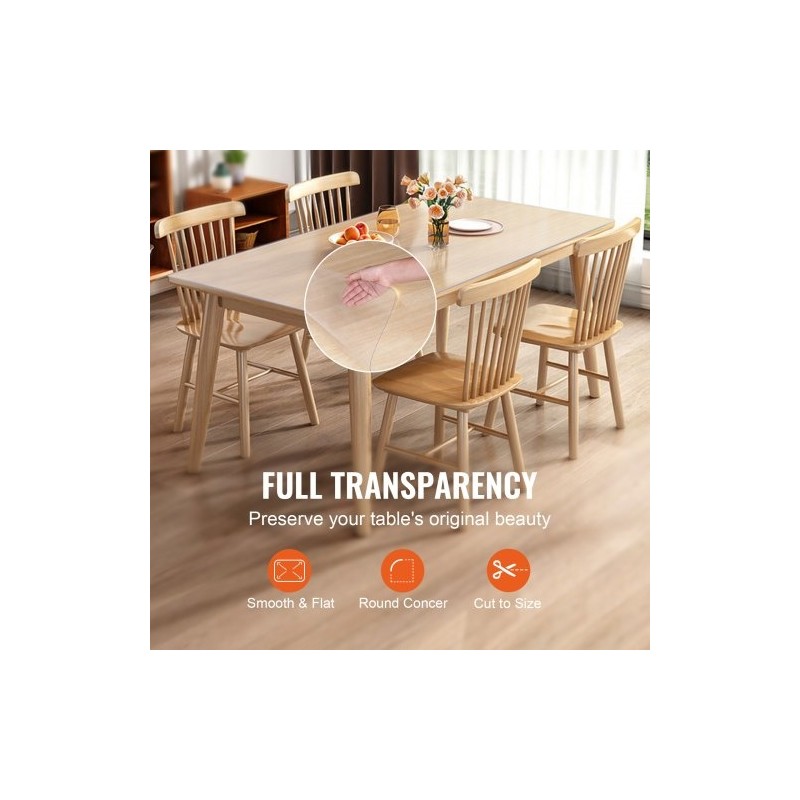 Pöydänsuoja läpinäkyvä PVC 460 x 1232 mm 1,5 mm ruokapöydälle