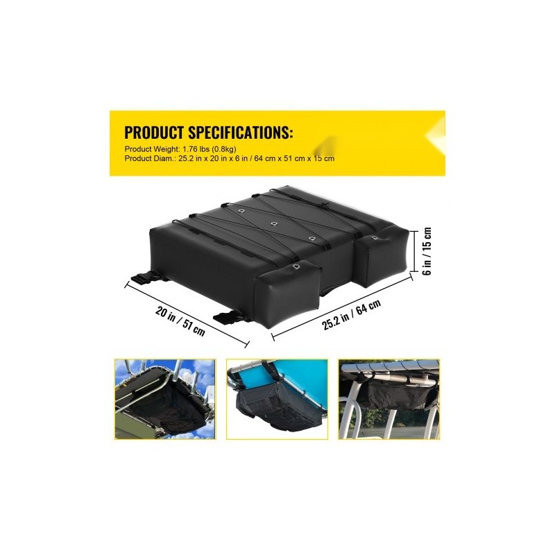 T-top-säilytyslaukku 600D Oxford-kangas sopii 4 pelastusliiville mukana roskapussi bimini- ja ponttooniveneisiin