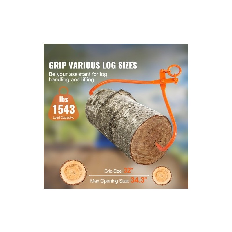 Puutavarapihdit teräksiset 32 tuuman tartunta 700 kg nostoon ja vetoon