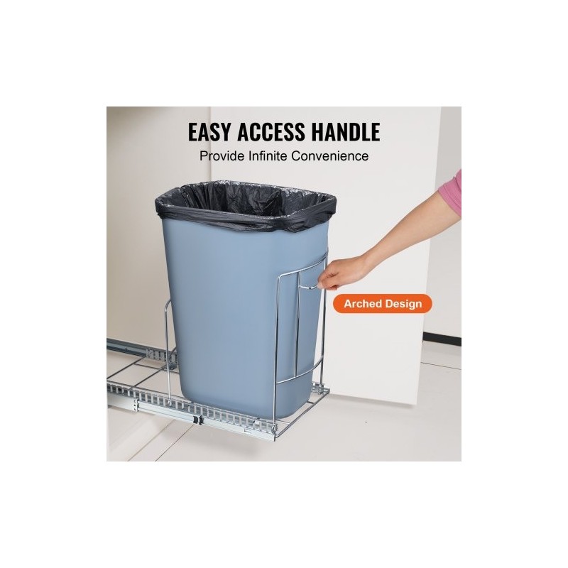 Ulosvedettävä jäteastia-alusta rautarunko 312x410x540 mm alakaappiin kantavuus 16 kg sileät liukukiskot