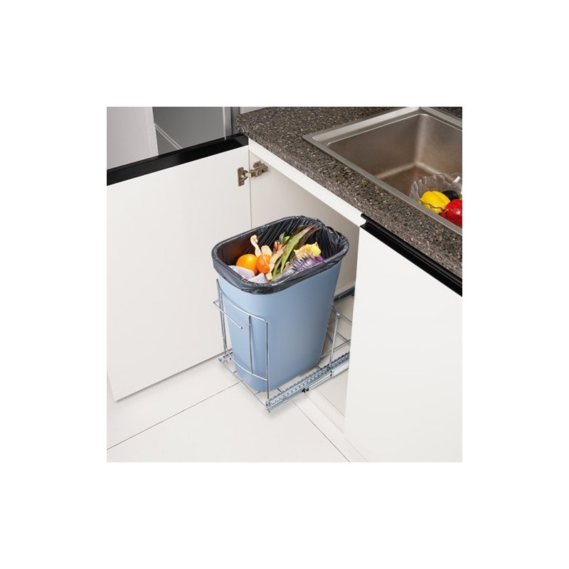 Ulosvedettävä jäteastia-alusta rautarunko 312x410x540 mm alakaappiin kantavuus 16 kg sileät liukukiskot